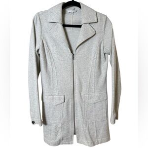 CAbi Small Gray White Zip-Up Jacket